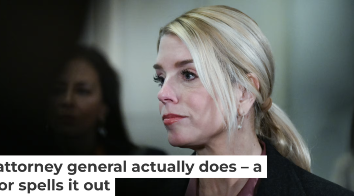 U.S. Attorney General Pam Bondi answers questions from the media at the U.S. Capitol on March 18, 2026. Matt McClain/Getty Images